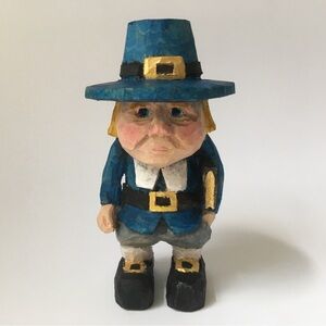 Hand Carved Pilgrim Figurine